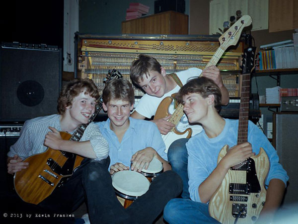 Peter, second to the right, with bass-guitar